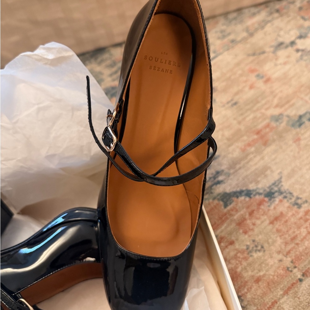 Sezane Carmen Black Patent Leather Mary Jane’s NIB NWT - Picture 11 of 12